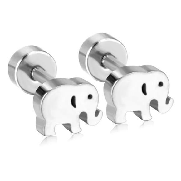 Elephant Stainless Steel Earring Studs - Picture 1 of 2
